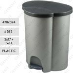 Plast Plastový odpadkový kôš s pedálom 2x17 + 1x6 L sivá