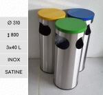 Nehrdzavejúca oceľ Otvorený nádoby na smeti 3x40 L Brúsený