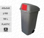 Plast 100l nádoba na odpad 100 L sivá, Červená
