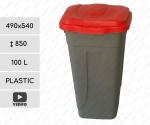 Plast 100l smetné koše 100 L sivá, Červená