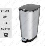 Plast 50l smetné nádoby 50 L kovový efekt, Kovovej farby, Strieborný, Čierne