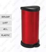 Plast Červená smetné koše pedálový 40 L METAL + Čierne