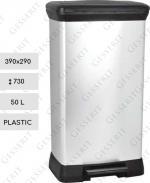 Plast HACCP koše na odpad 50 L Kovovej farby, kovový efekt, Strieborný, Čierne