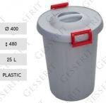 Plast Kôš na odpadky plastový 25 L sivá, Červená