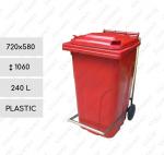 Plast Odpadkové koše s pedálom na triedený odpad 240 L Červená