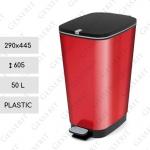 Plast Plastový kôš na odpadky pedálový 50 L metal červená