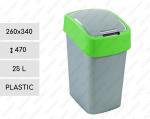 Plast Plastový kôš na odpadky s otočným vekom 25 L sivá, Zelená
