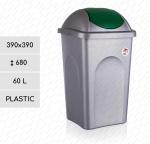 Plast Plastový nádoby na smeti s otočným vekom 60 L sivá, Zelená