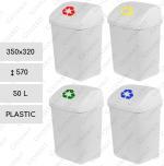 Plast Plastový odpadové nádoby s otočným vekom 50 L Biely