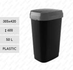 Plast Plastový popolnica s otočným vekom 50 L Čierne, sivá