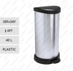 Plast Plastový smetné koše s pedálom 40 L Kovovej farby, kovový efekt, Strieborný, Čierne
