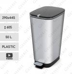 Plast Plastový smetné nádoby 50 L kovový efekt, Kovovej farby, Strieborný, Čierne