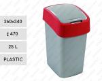 Plast Plastový smetný kôš s otočným vekom 25 L sivá, Červená