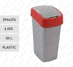 Plast Žltý nádoba na smeti s otočným vekom 50 L sivá, Červená